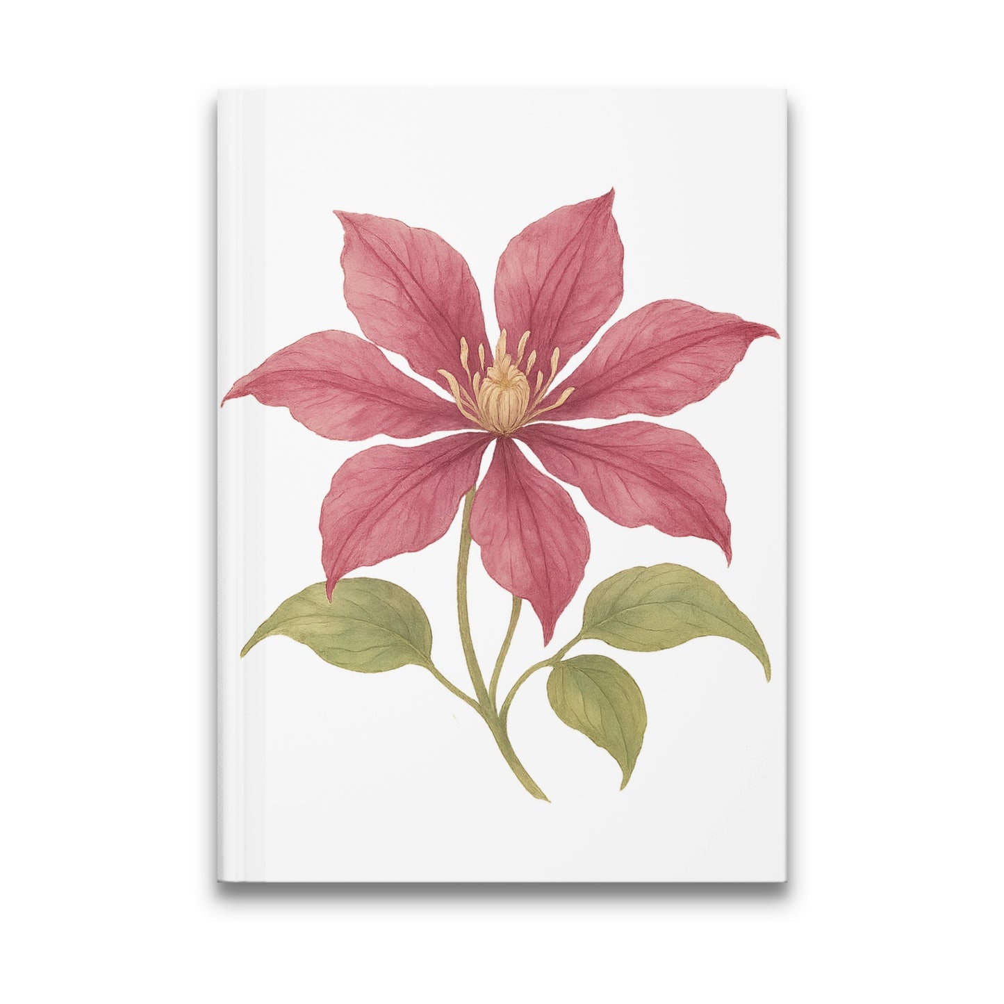 Botanical Pink Clematis Design Hardcover Notebook product