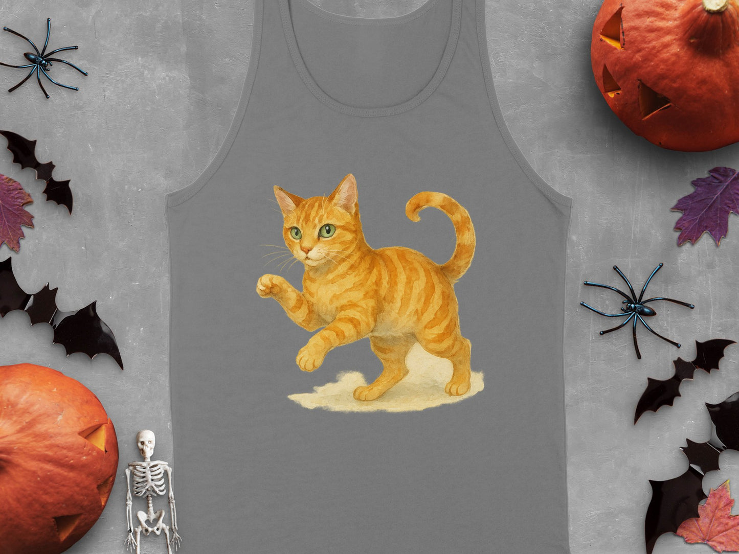 Playful Orange Tabby Cat Design Tank Top product type