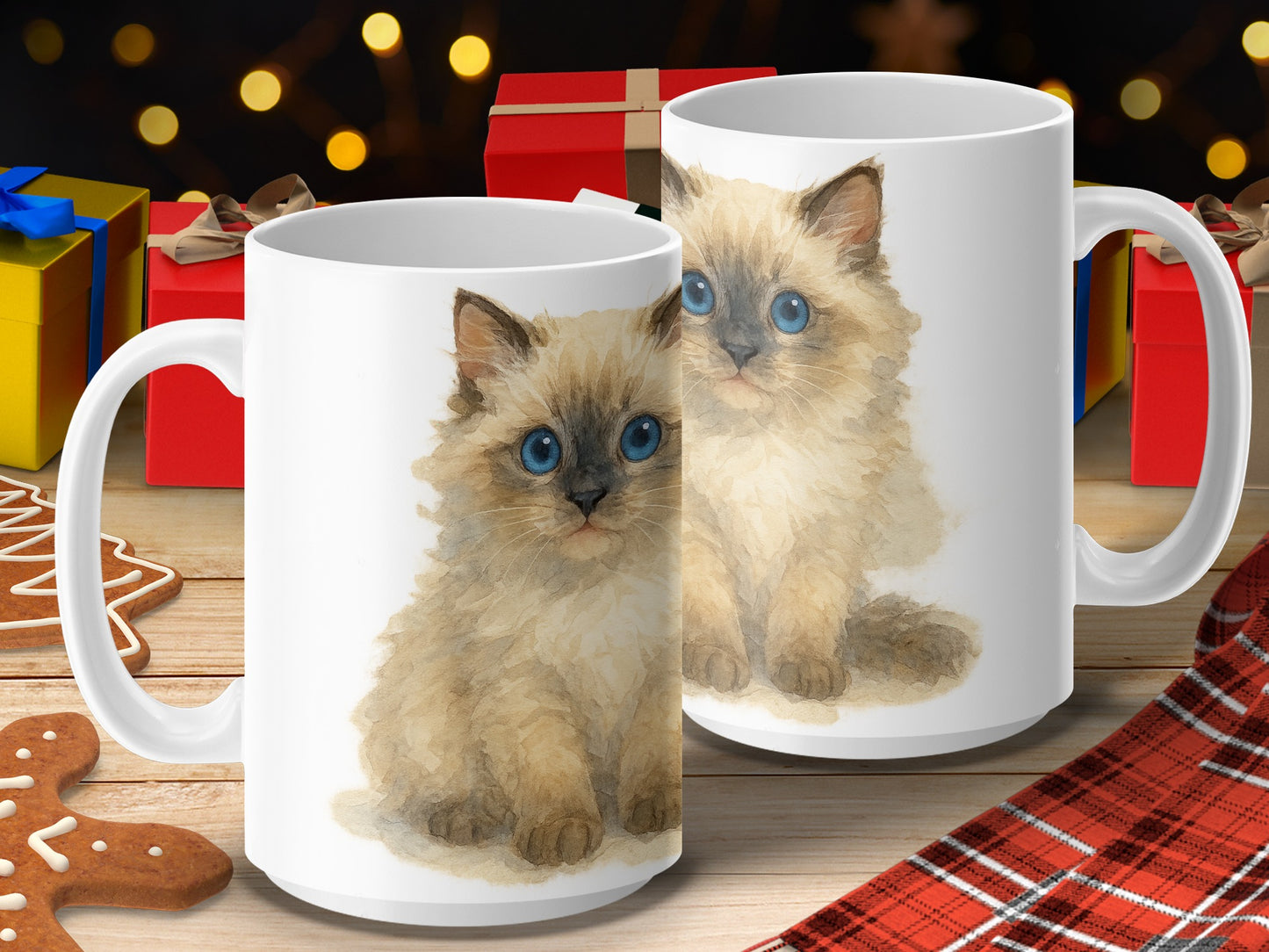 Cute Fluffy Cat with Blue Eyes Coffee Mug product