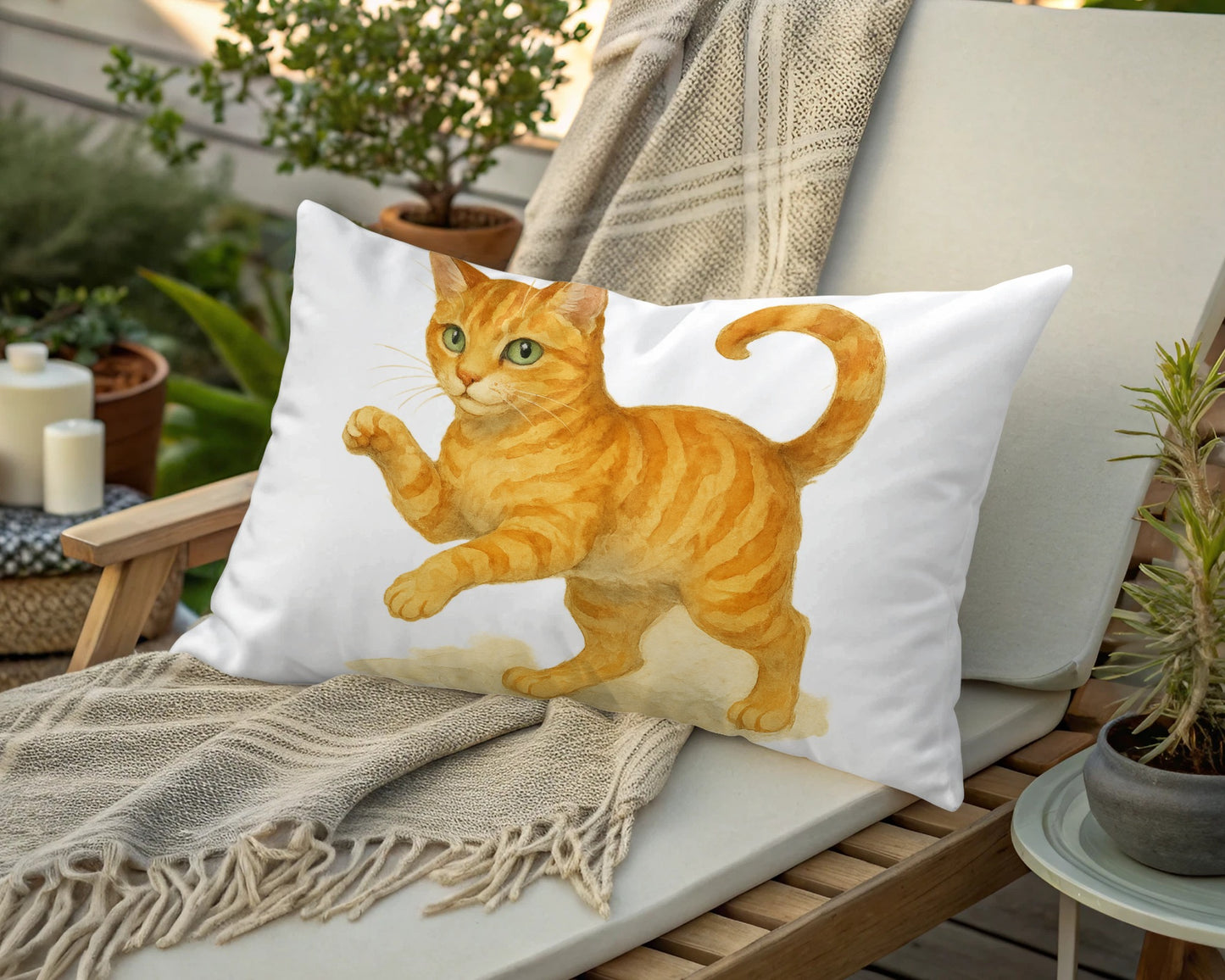 Cute Orange Cat Design Rectangular Pillow product type