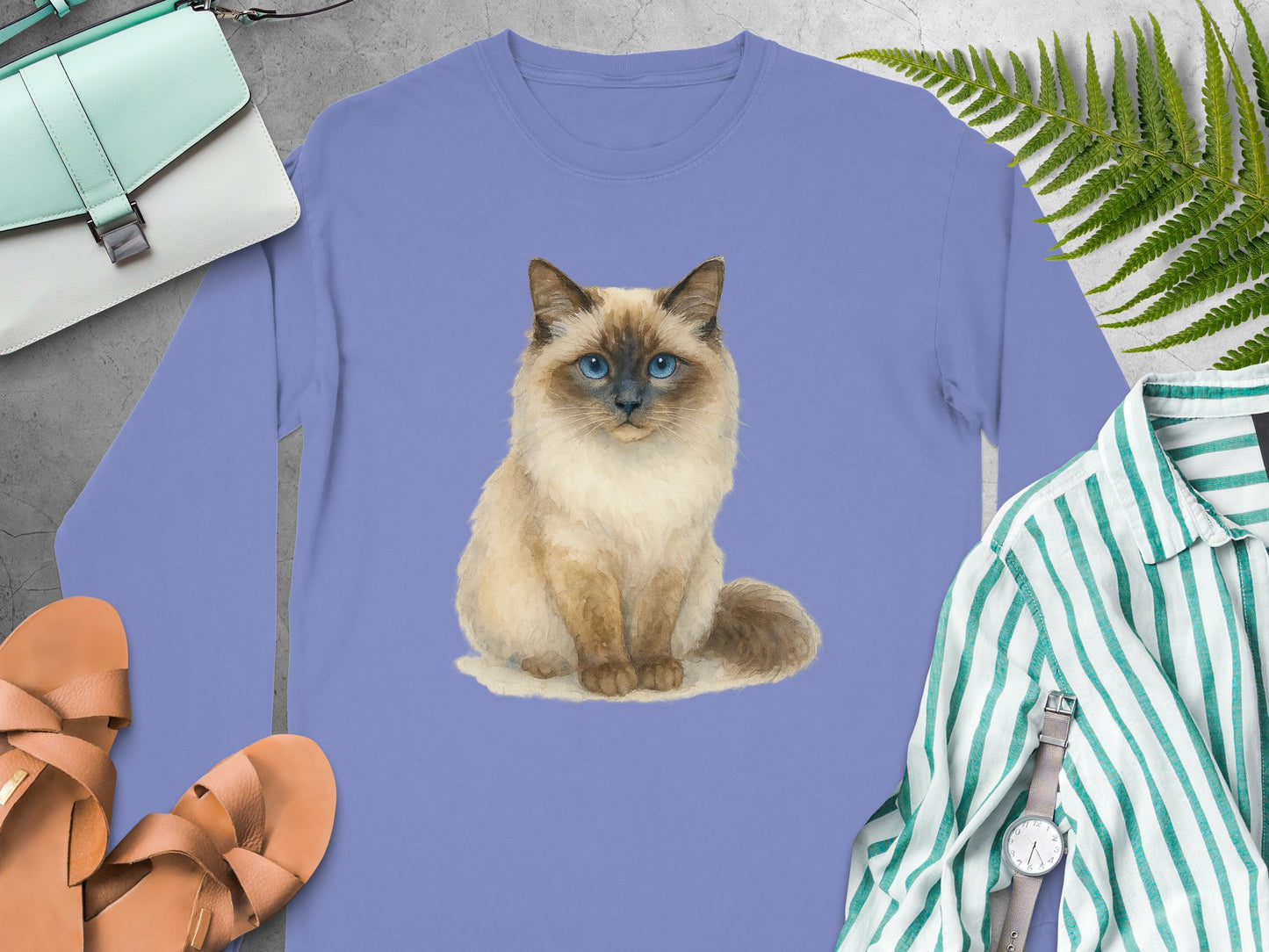 Cute Ragdoll Cat Graphic Long-Sleeve Shirt product type