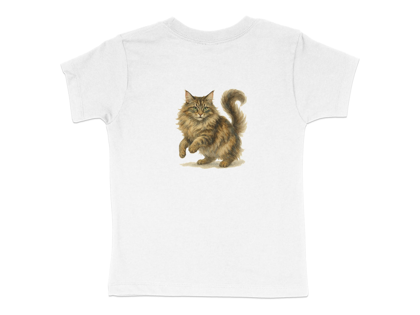 Playful Cat Design White T-Shirt Youth Apparel product type