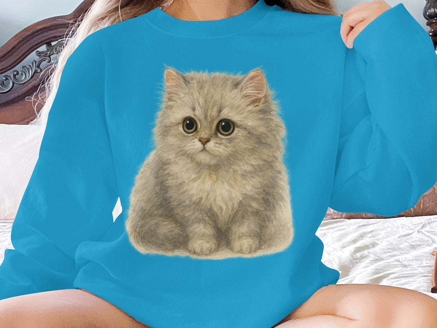 Cute Furry Kitten Print Long Sleeve Top product