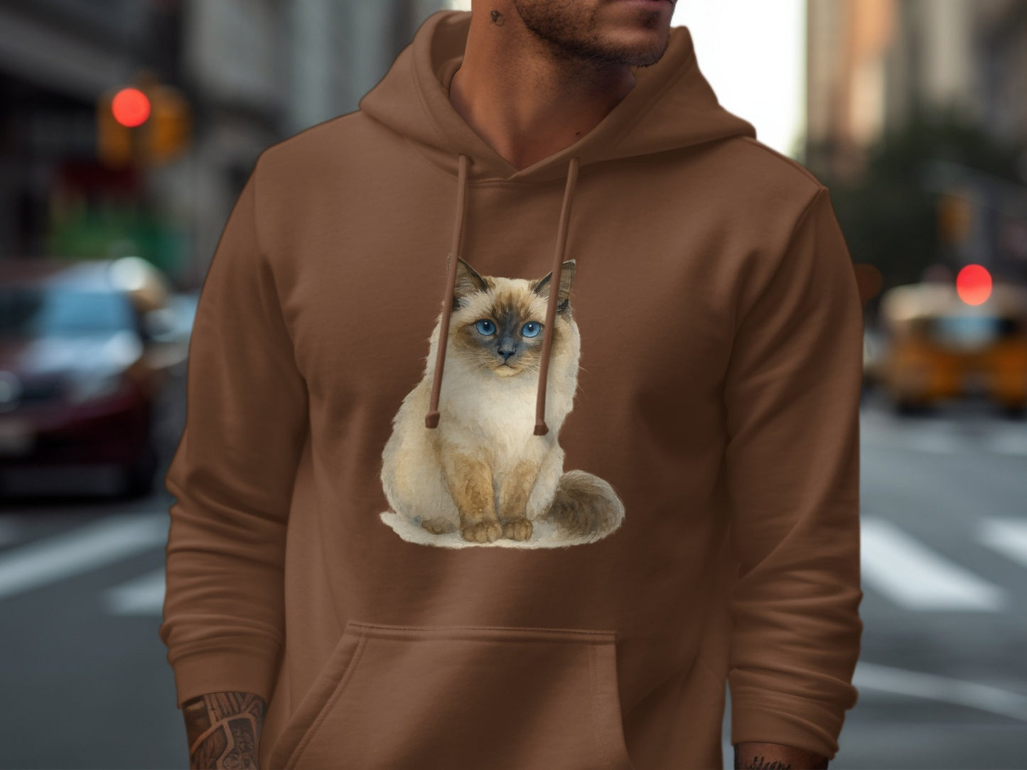 Cozy Hoodie Featuring Adorable Siamese Cat Print product type