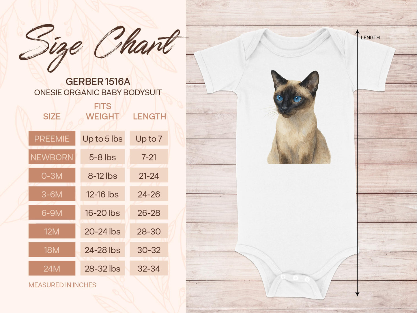Siamese Cat Print Gerber 1516A Onesie Baby Bodysuit product