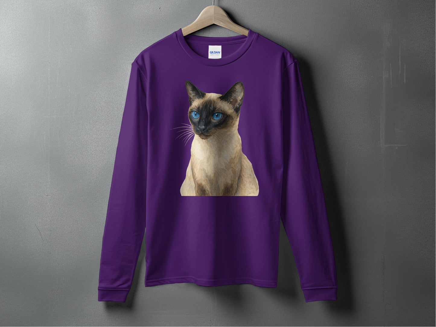 Stunning Cat Portrait on Purple Long-Sleeve Shirt product