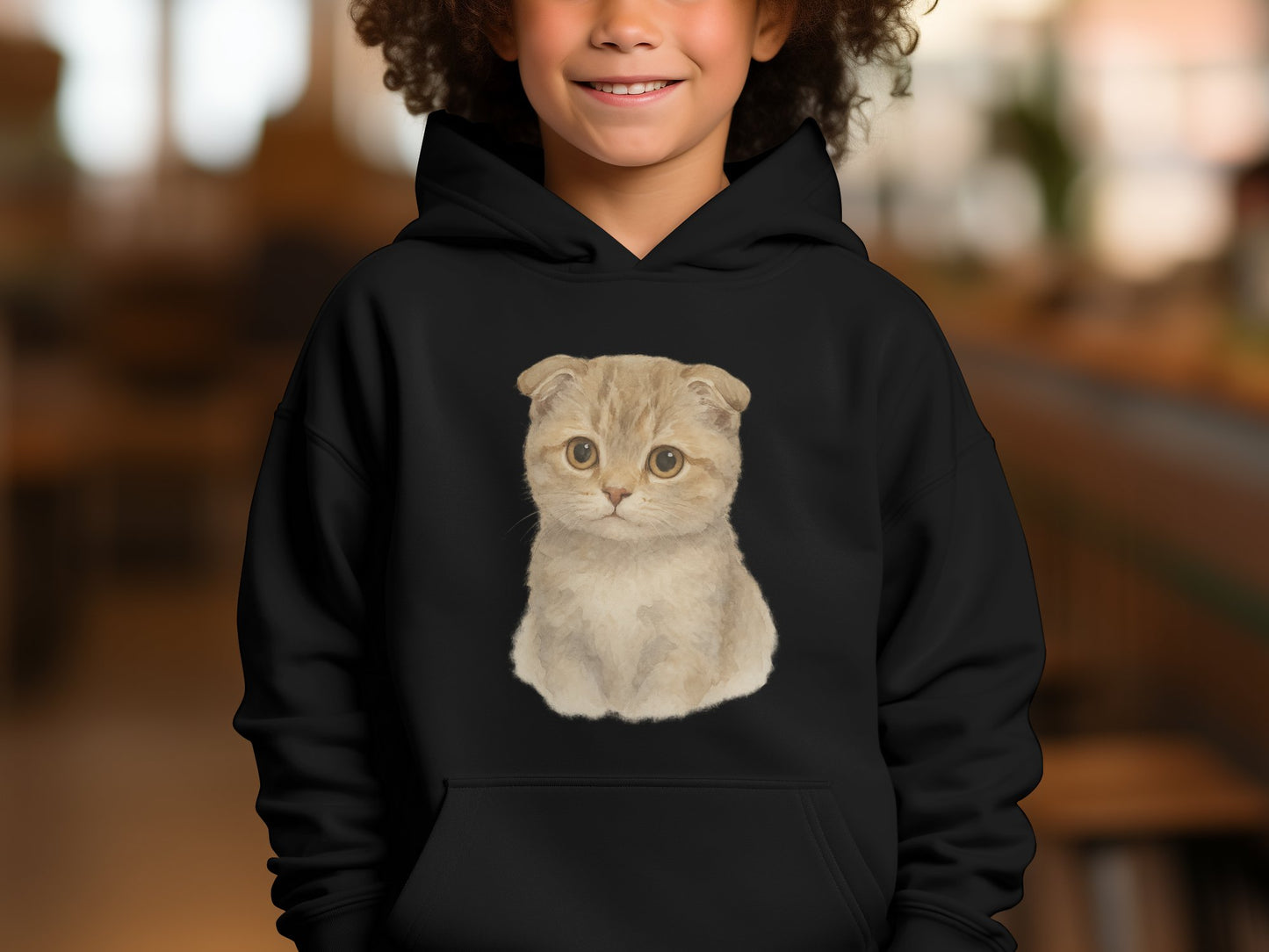 Adorable Kitten Graphic on Black Youth Hoodie product