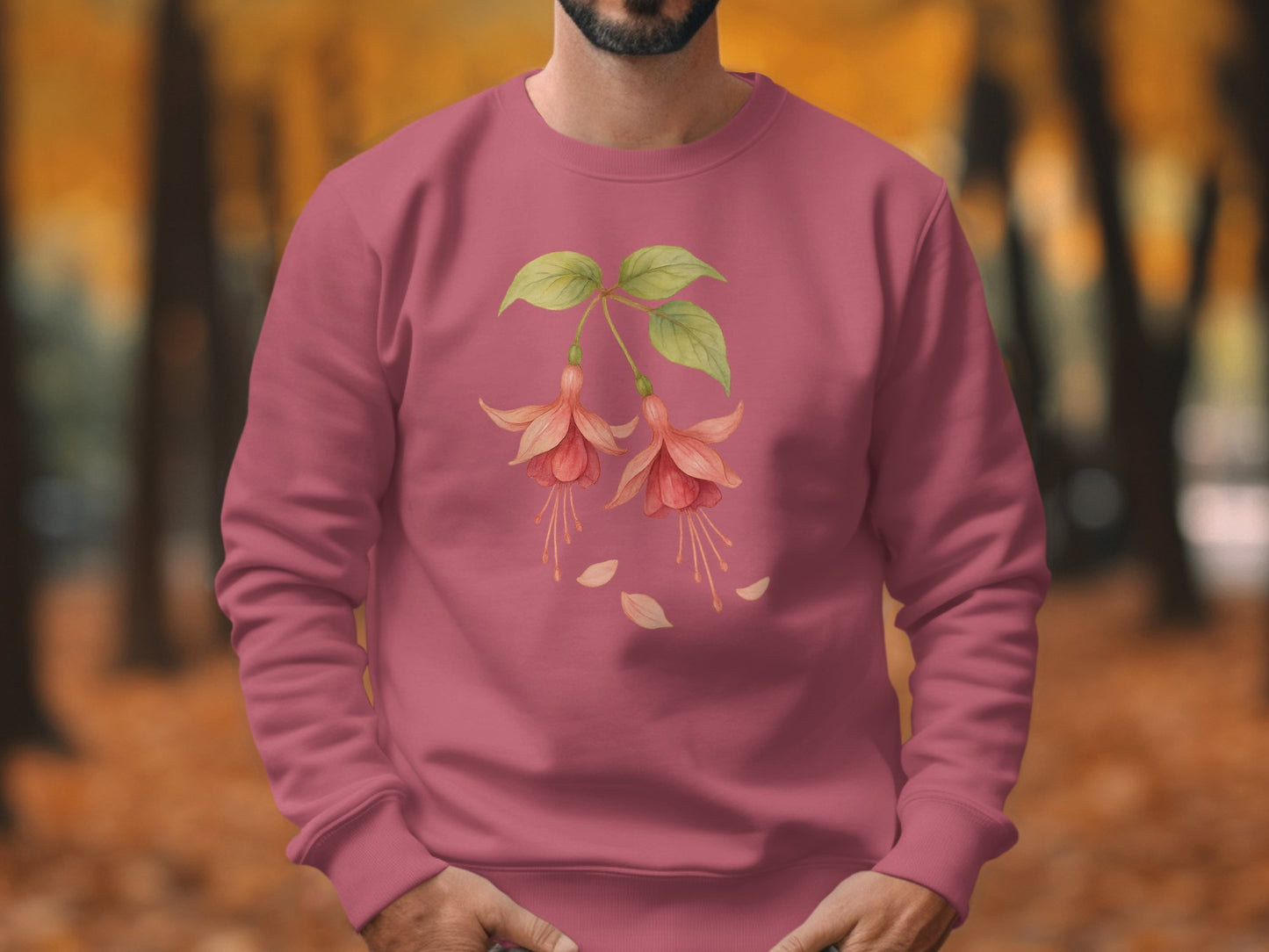 Floral Design Pink Sweatshirt Perfect Fall Product Type