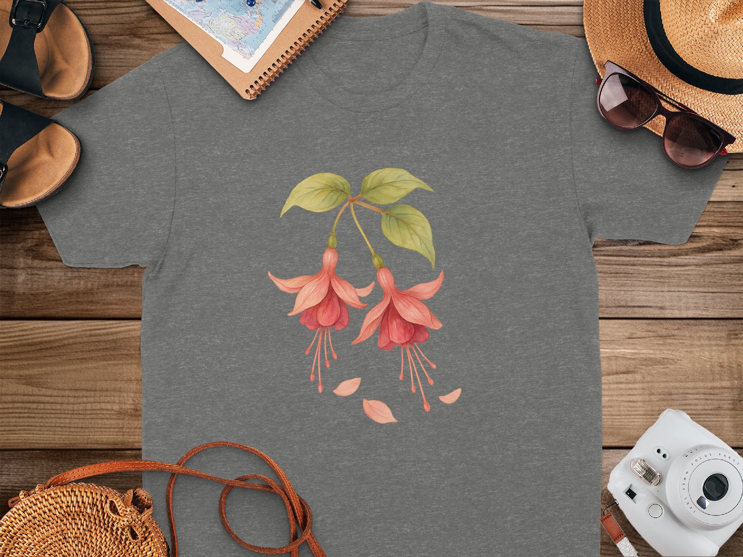 Elegant Fuchsia Flower Design on Classic Unisex Shirt product