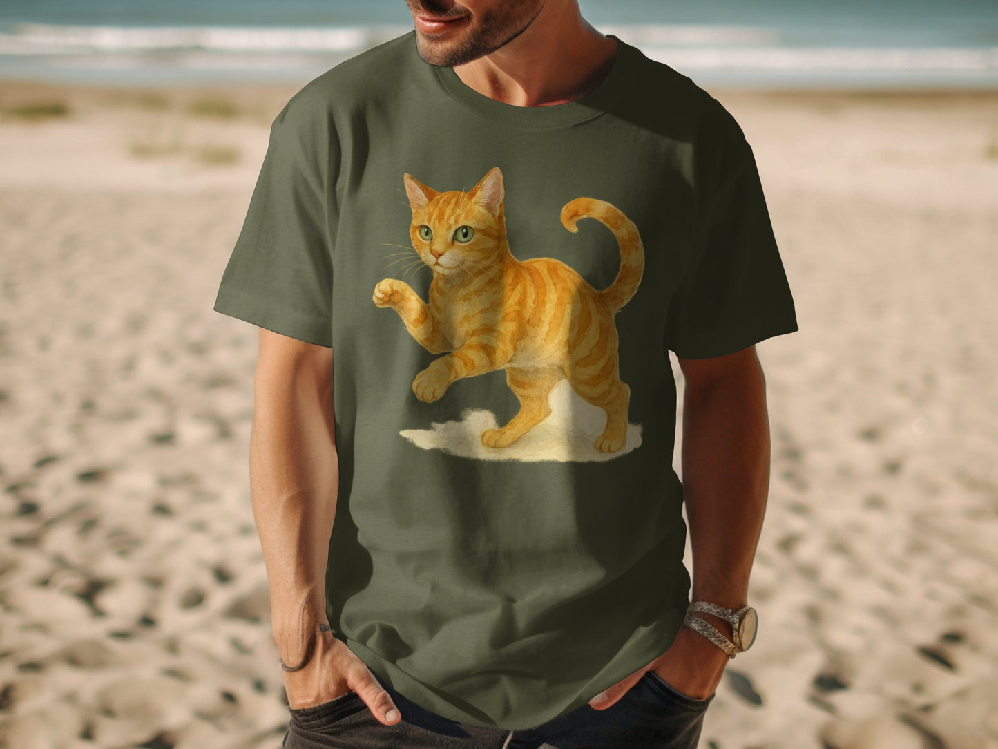 Cute Cat Design on Unisex Casual T-shirt product