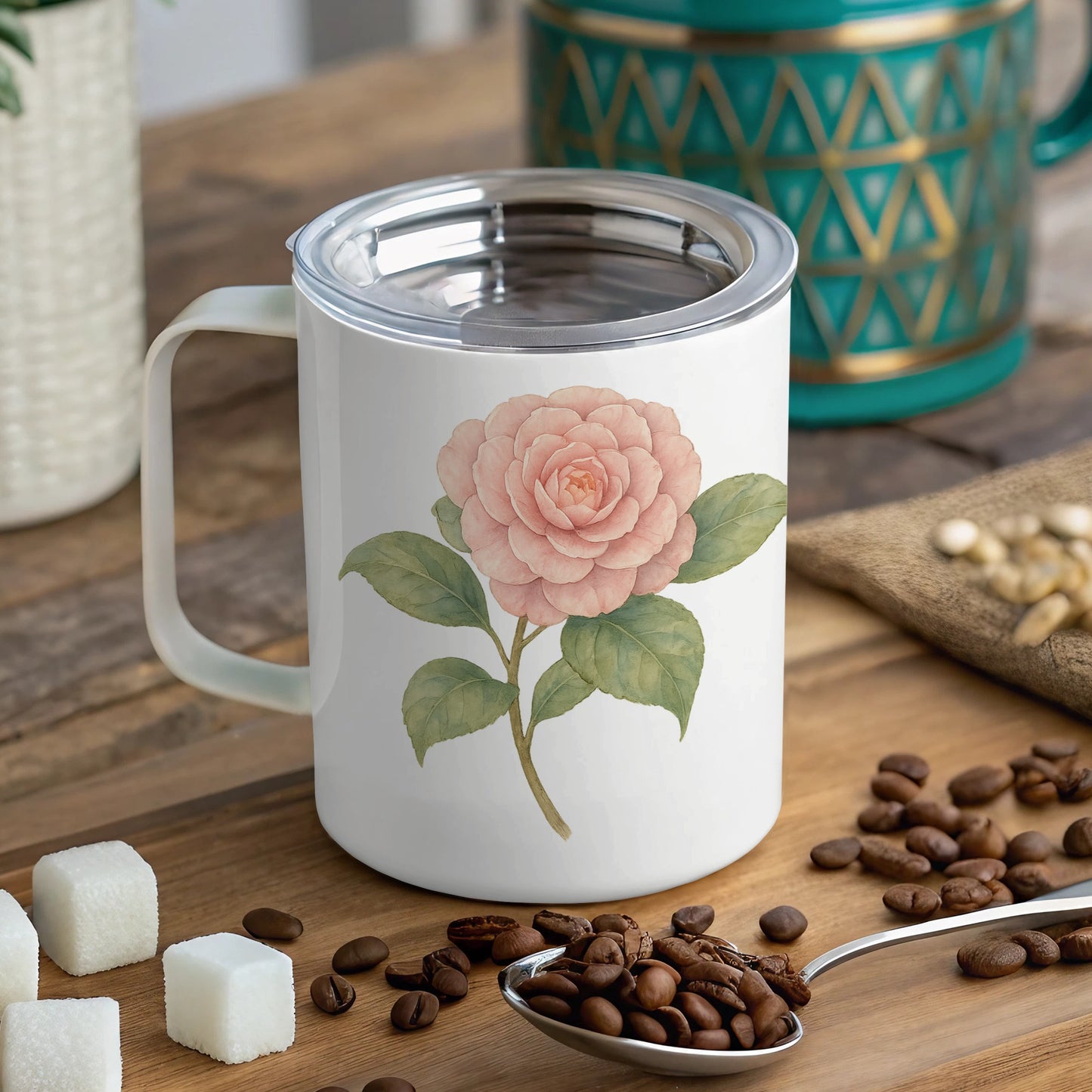 Beautiful Floral Design Mug with Handle drinkware product