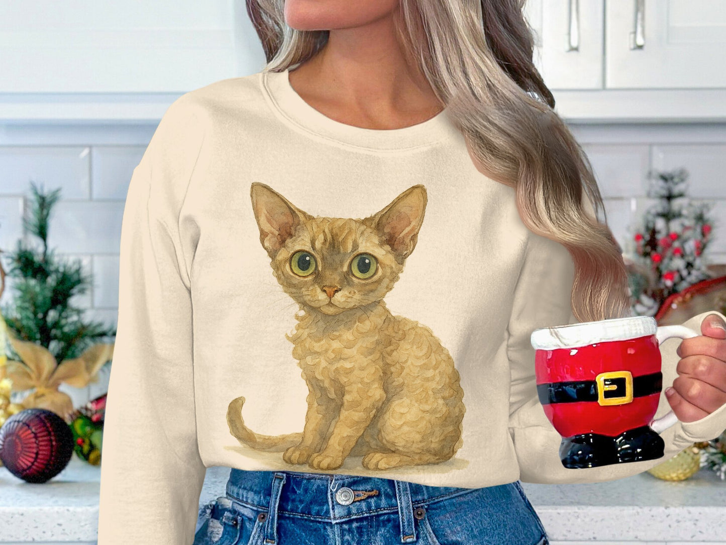 Cozy Cat Print Pullover Sweatshirt Perfect Gift Product