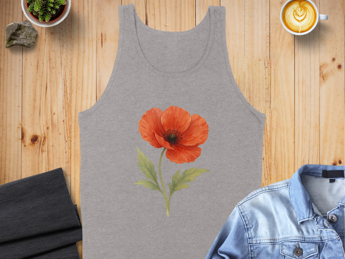 Graphic Tank Top with Red Floral Design product