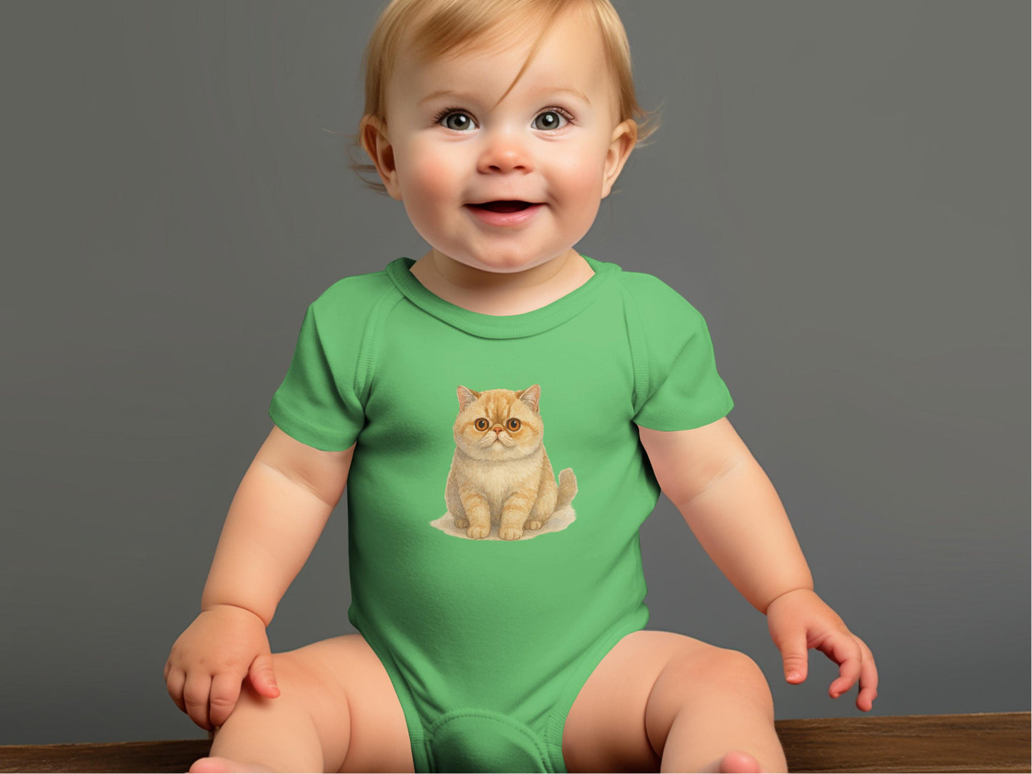 Cute Baby Super Soft Green Onesie with Cat Design product