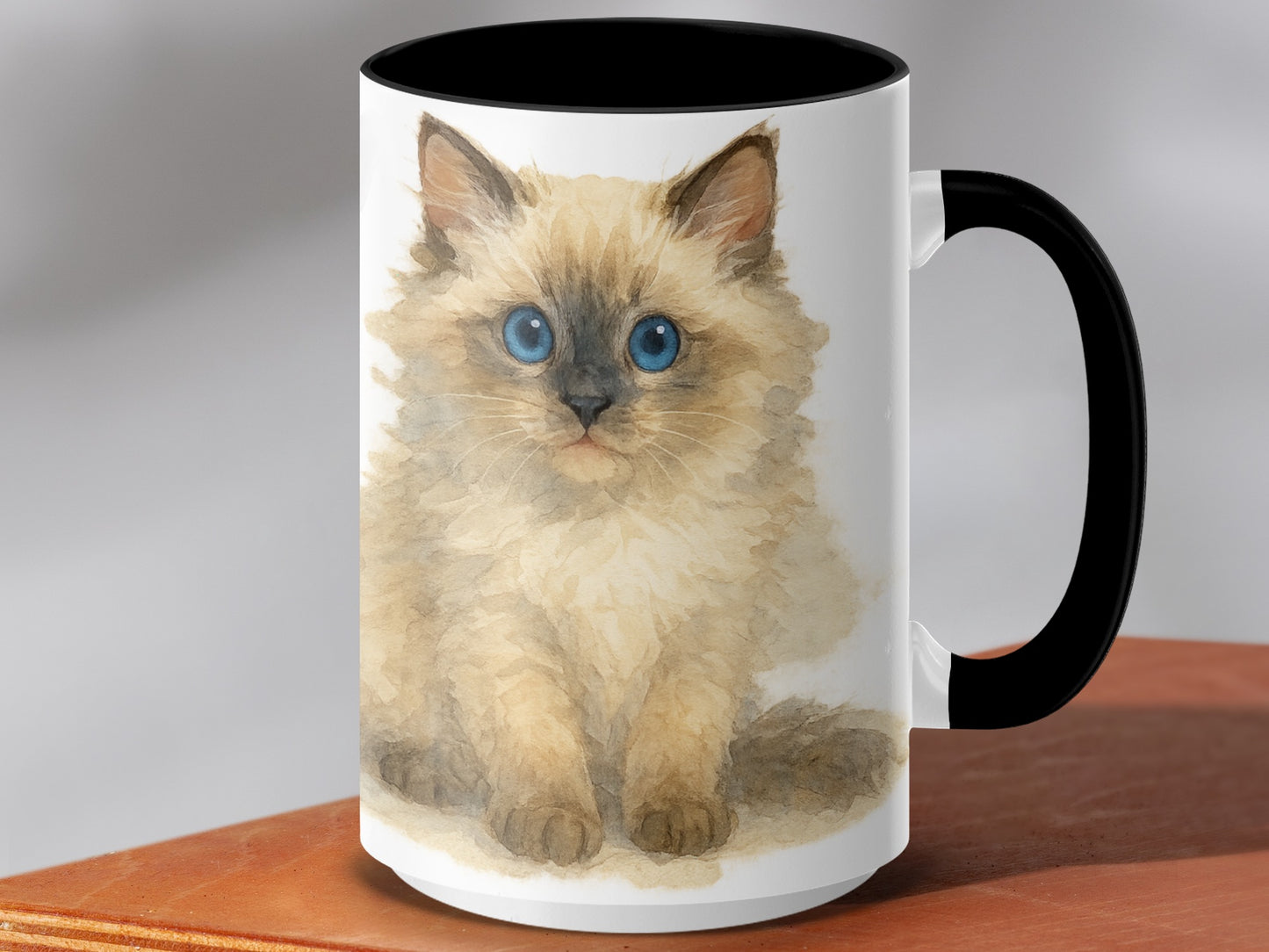 Cute Fluffy Kitten With Blue Eyes Design Mug product type