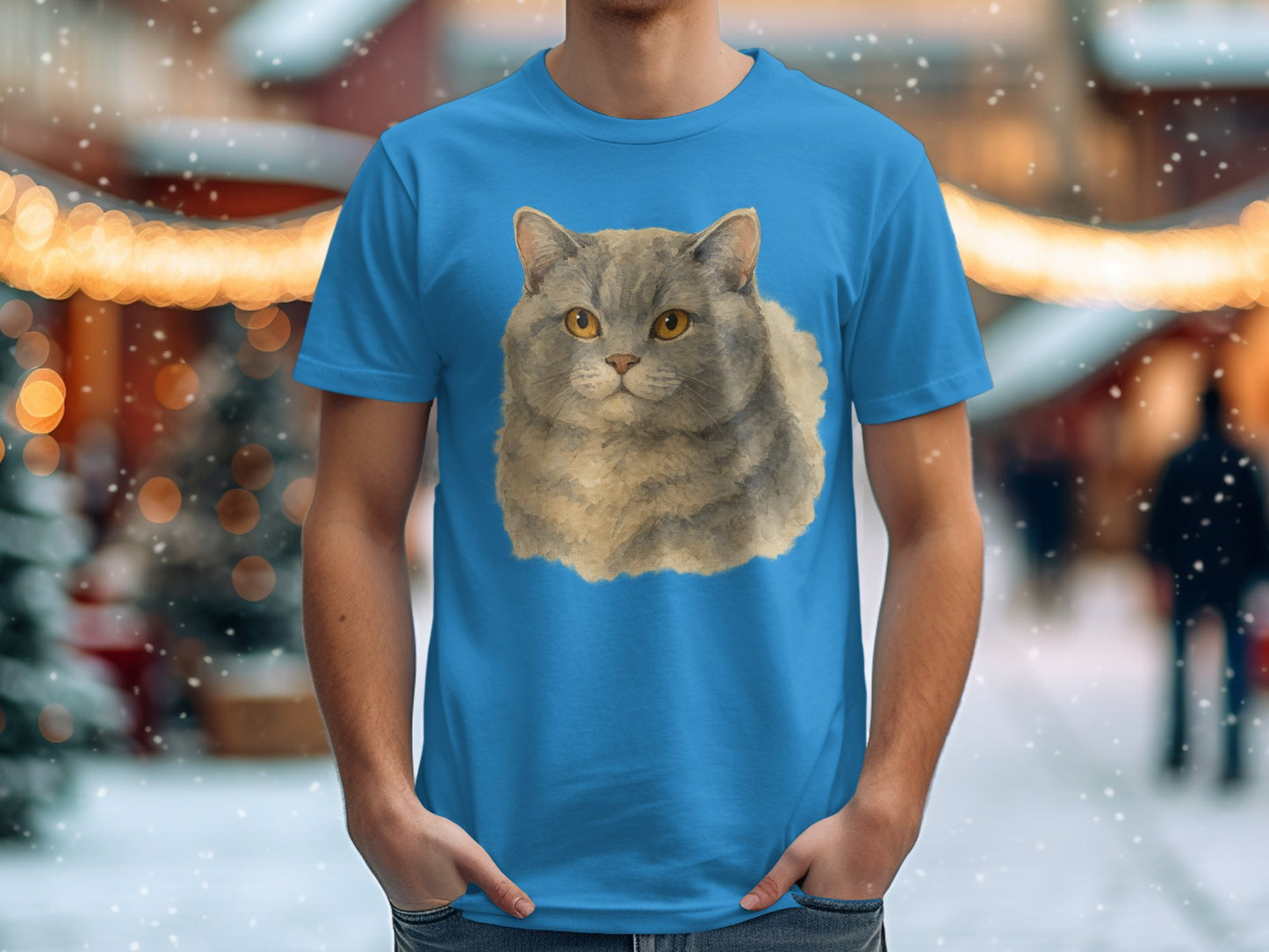 Cute Fluffy Cat Graphic Short Sleeve Tee Shirt product type