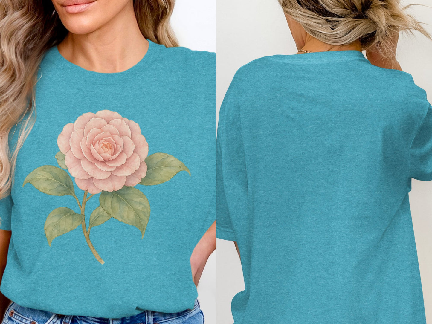 Floral Pastel Pink Camellia Graphic T-shirt product