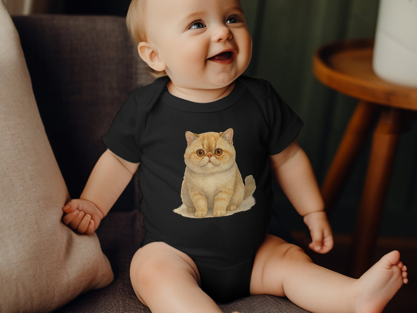 Cute Smiling Baby Wearing Adorable Cat Print Product Type