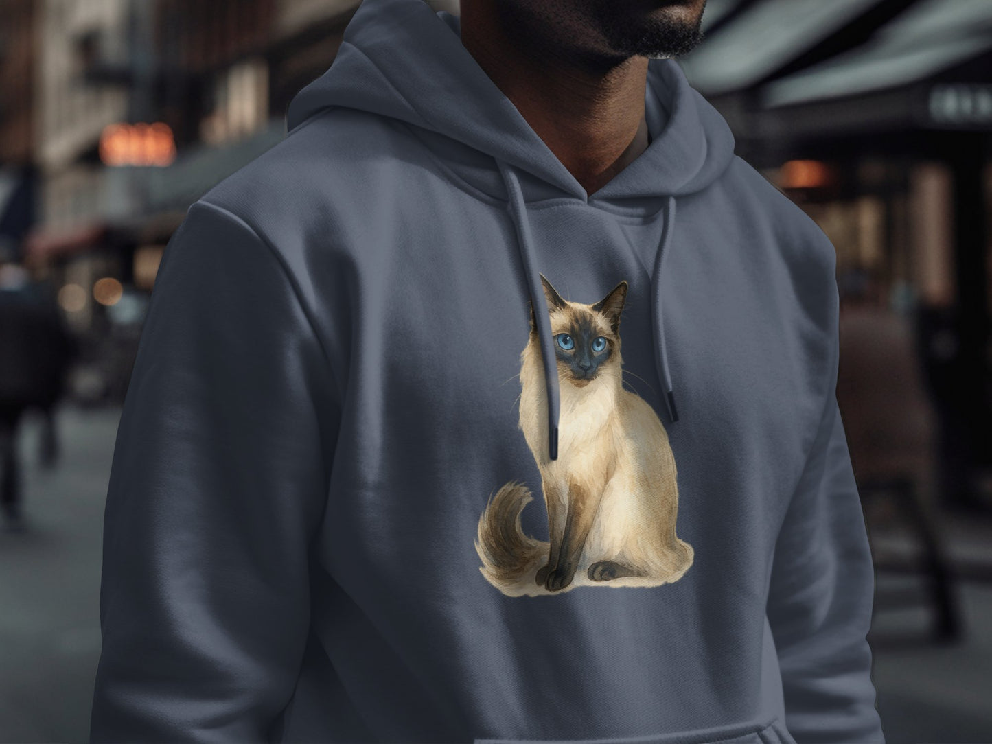 Hoodie Featuring Sitting Siamese Cat Graphic design product type