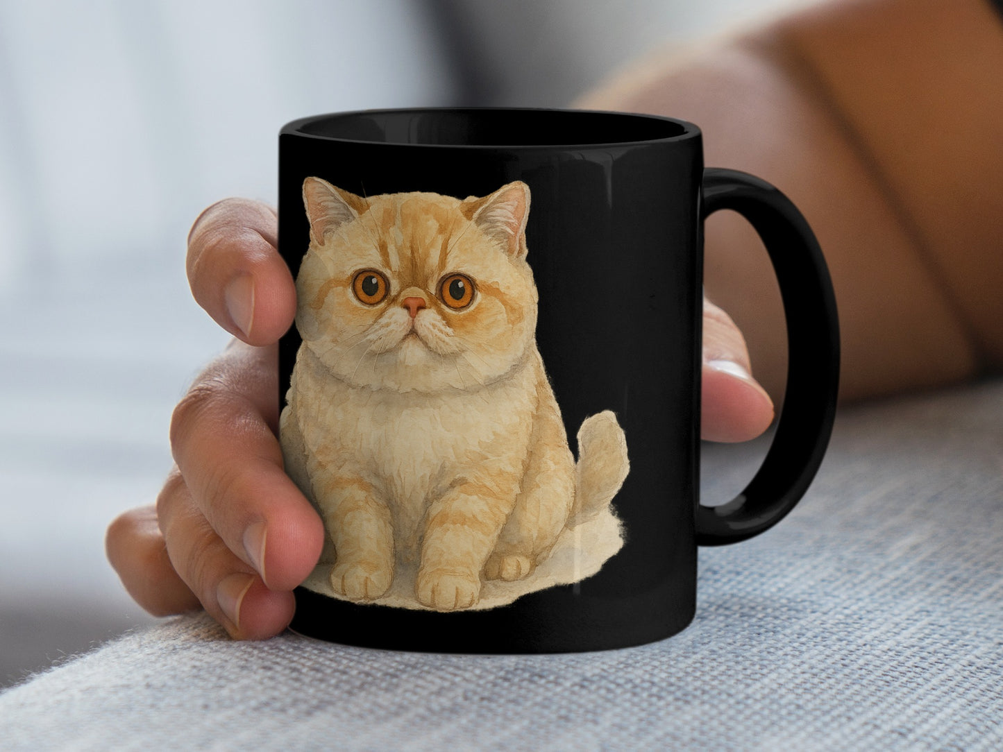 Adorable Cat Design Black Coffee Mug product type