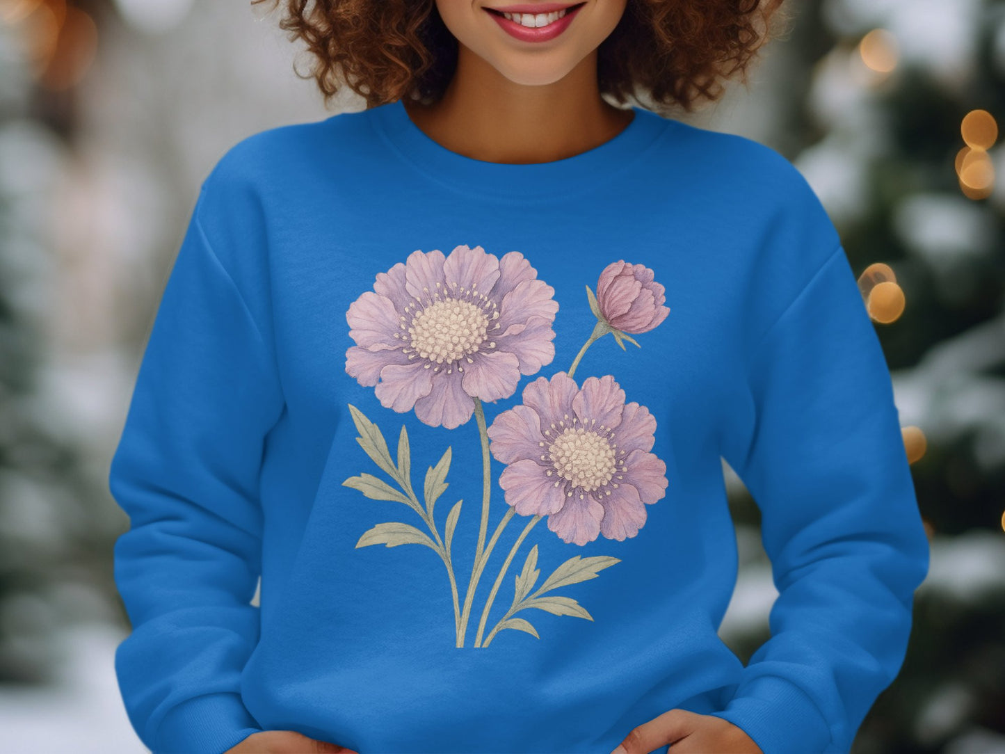 Blue Sweatshirt with Pink Floral Design product type