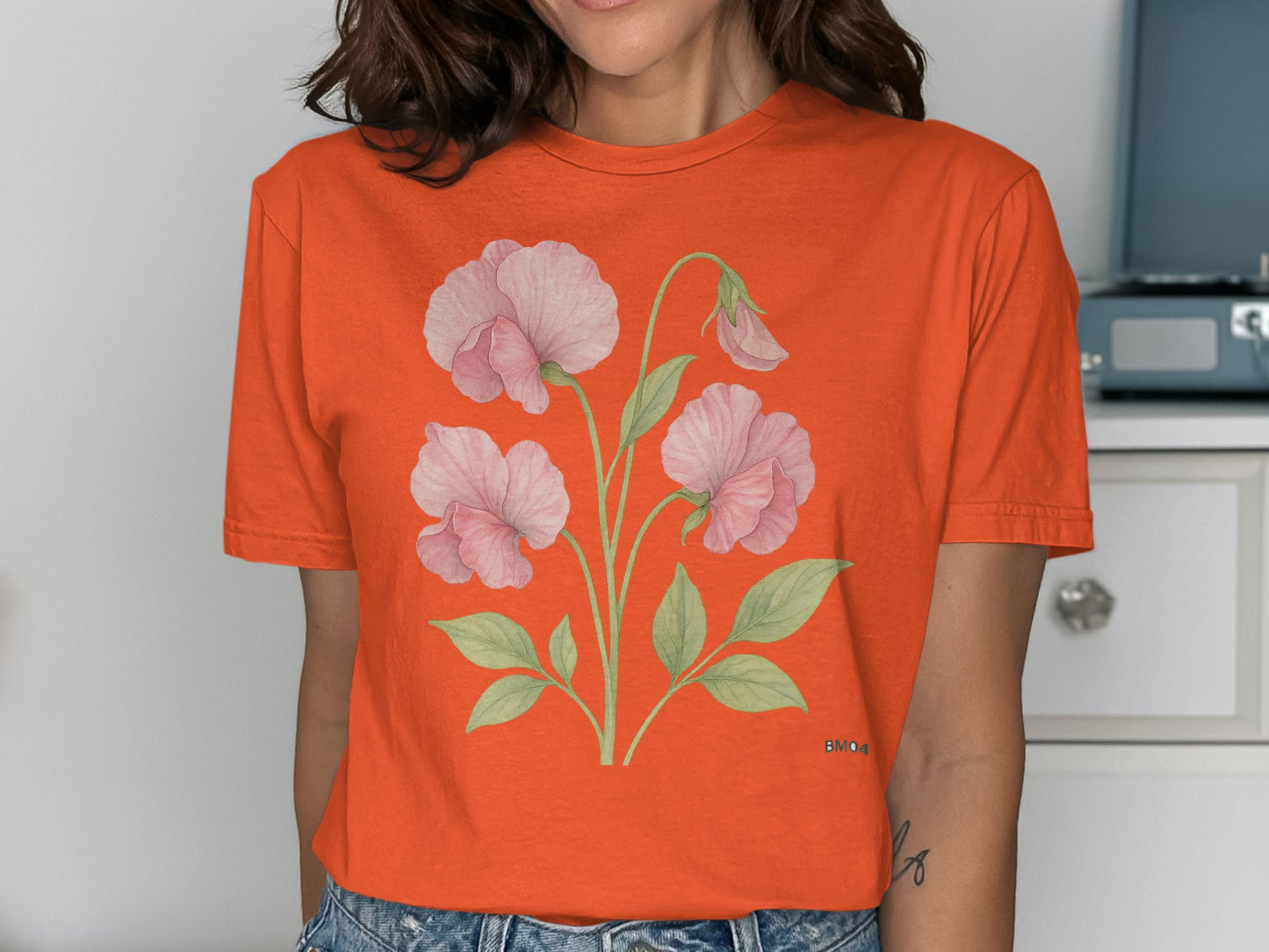 Stunning vibrant floral pattern graphic t-shirt product type