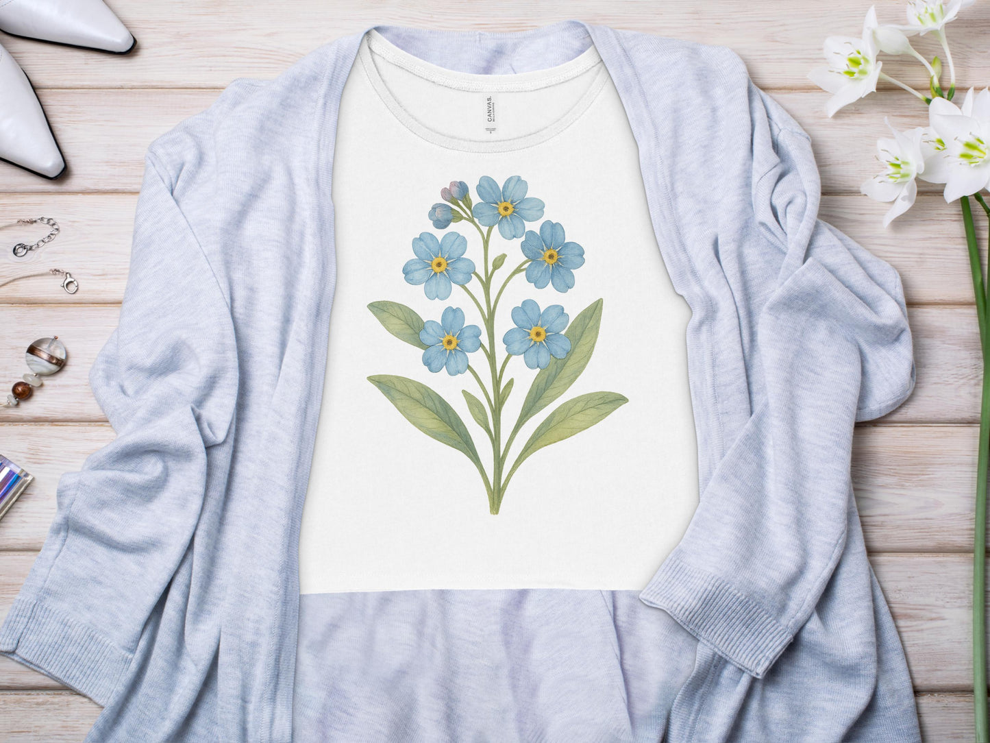 Blue Flower Print Casual Relaxed Fit Top product