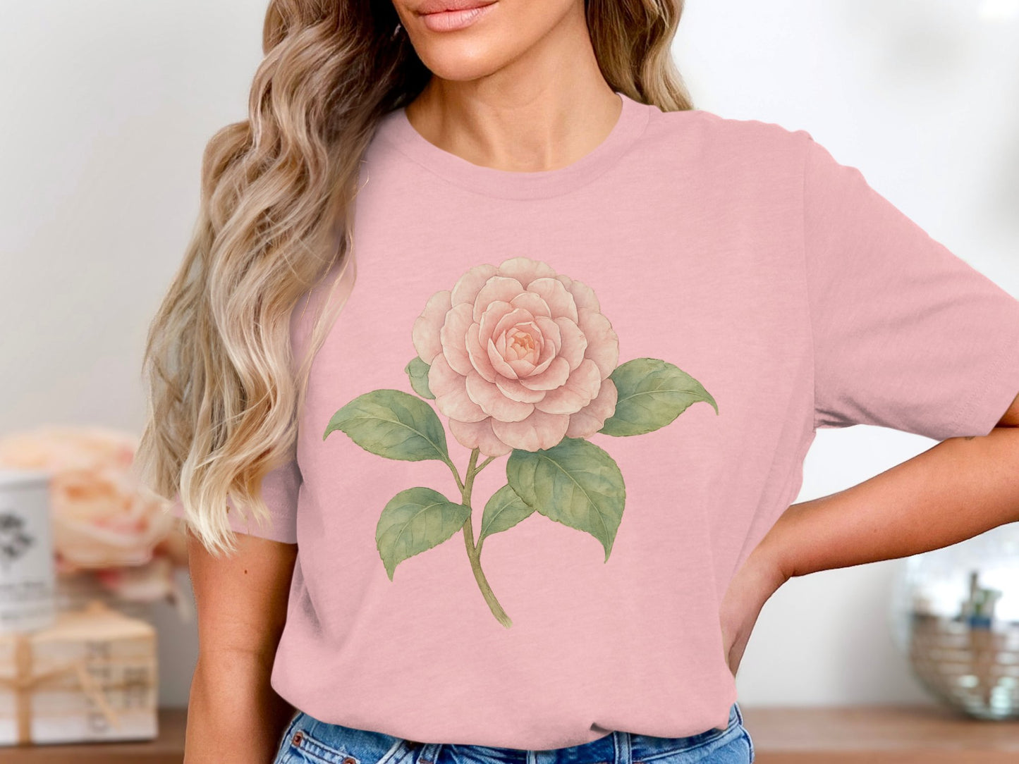 Floral Graphic Design on Pink Shirt product type