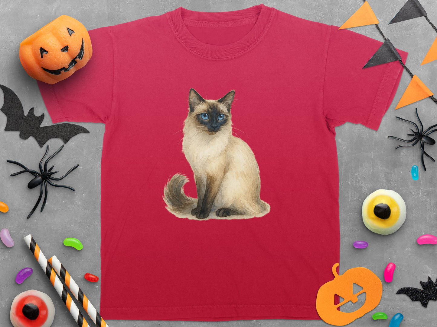 Halloween Siamese Cat Graphic Print T-Shirt product