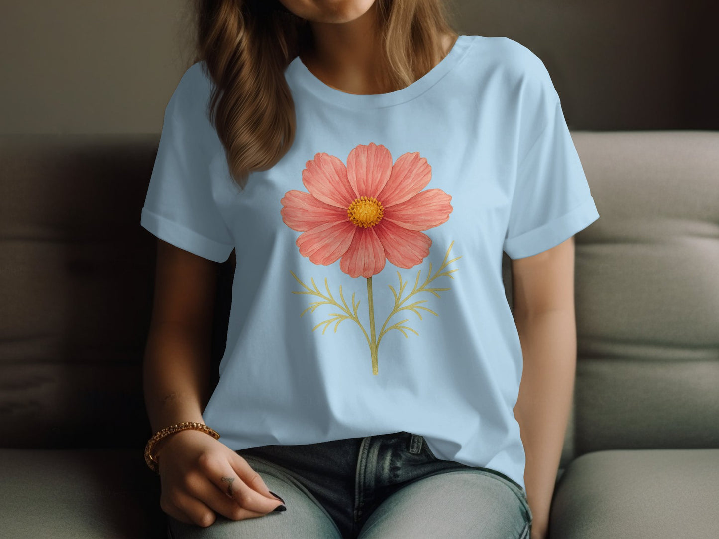Floral Design Pink Flower Graphic T-Shirt product