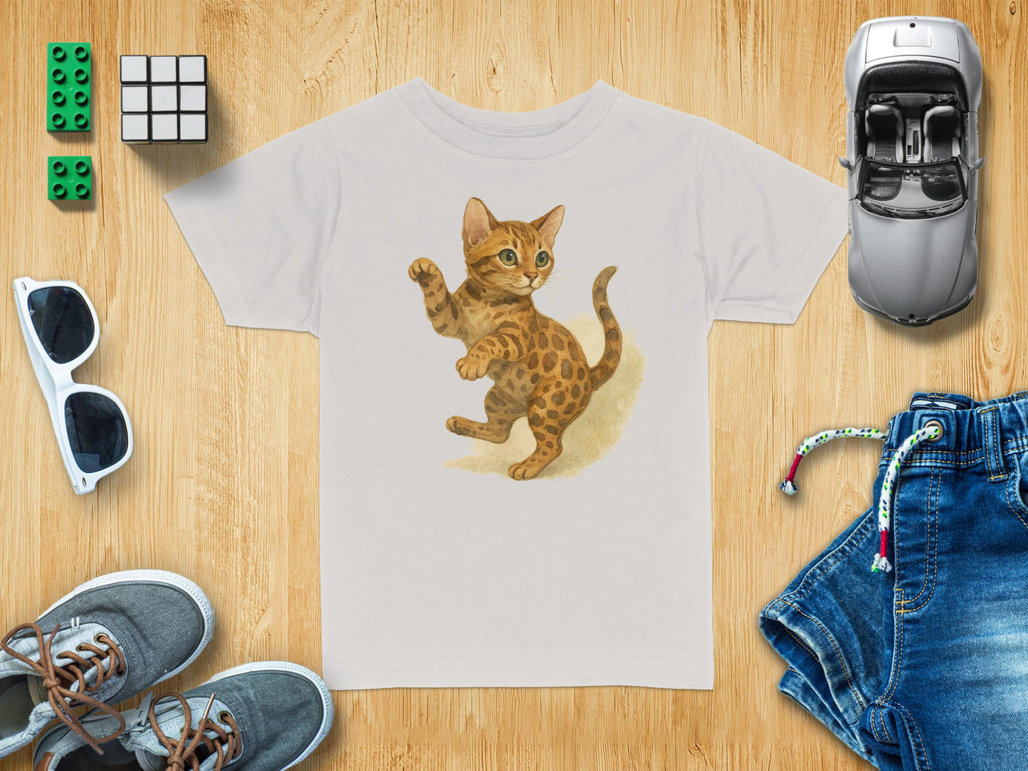Cute Playful Kitten Printed White T-Shirt product