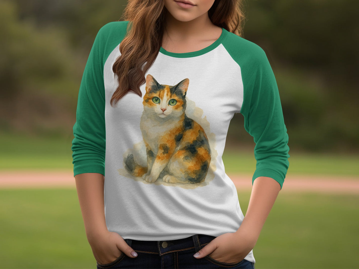 Calico Cat Artistic Design Raglan Sleeve Shirt product type
