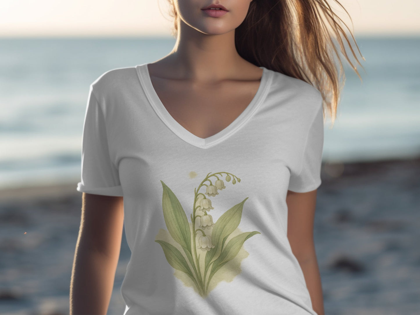 Lily of the Valley Design on White Shirt product