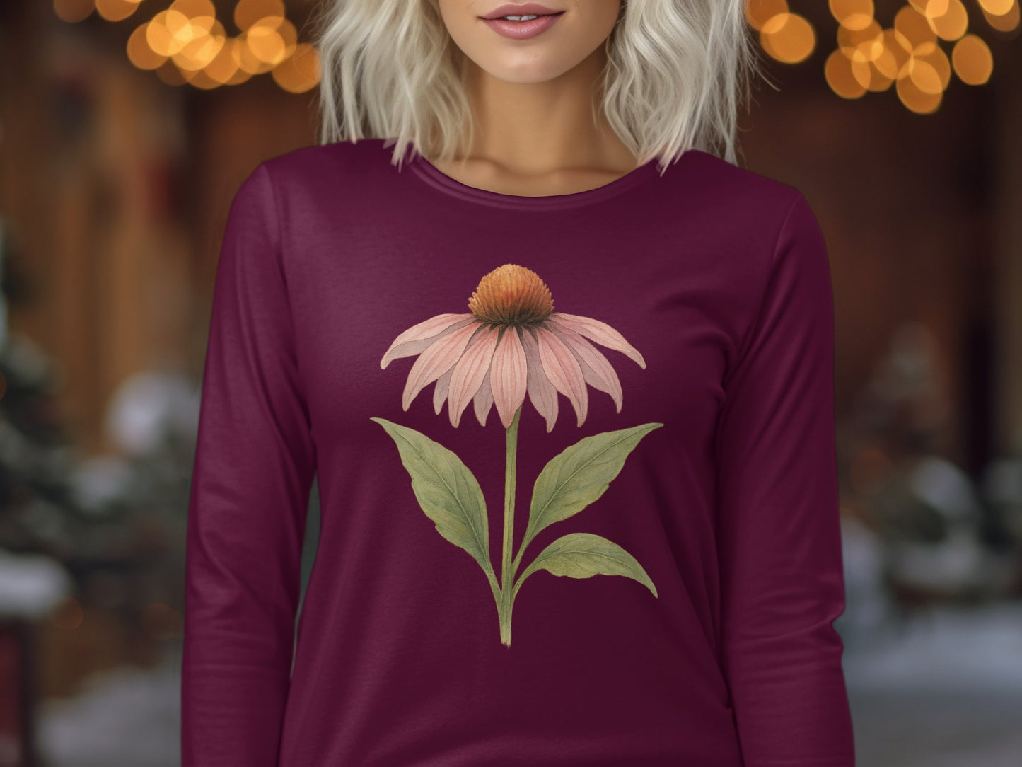 Floral Long Sleeve Top with Echinacea Graphic product