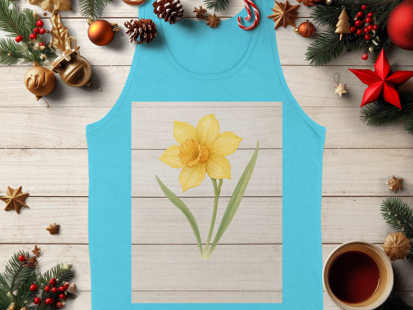 Festive Holiday Design Tank Top with Daffodil Graphic product
