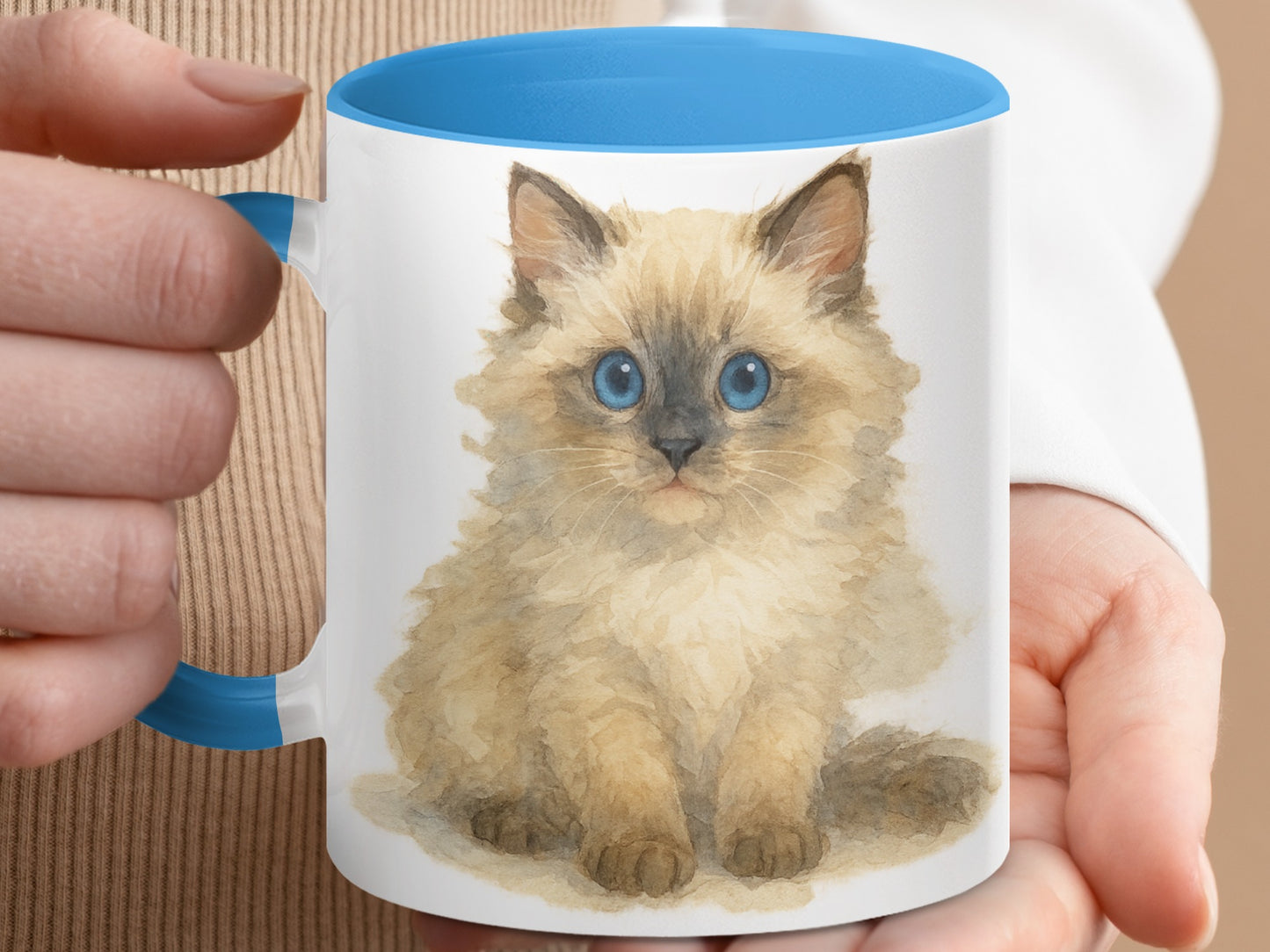 Cute Blue-Eyed Kitten Design Coffee Mug product