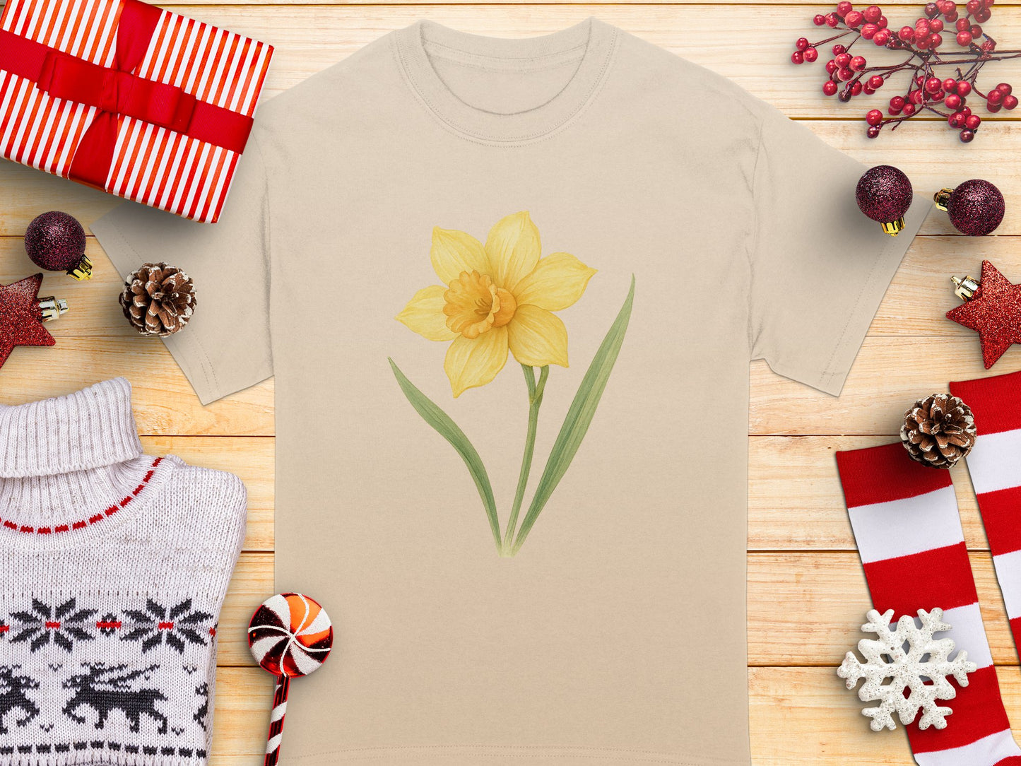 Festive Yellow Daffodil Design Graphic Tee product