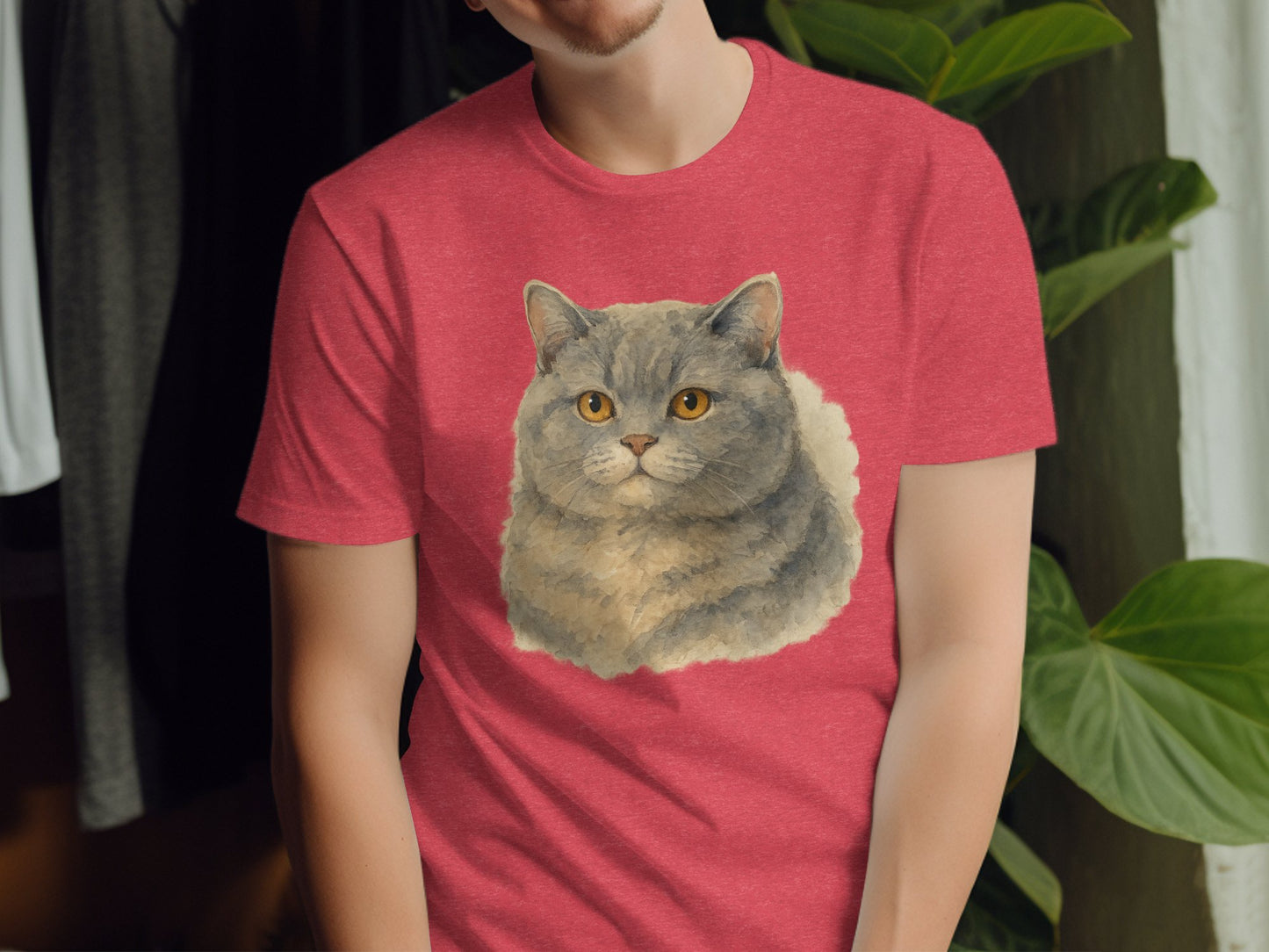 Fluffy Gray Cat Illustration Casual Wear Shirt product