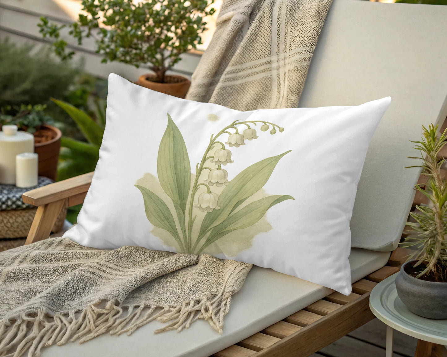 Lily of the Valley Floral Print Throw Pillow product