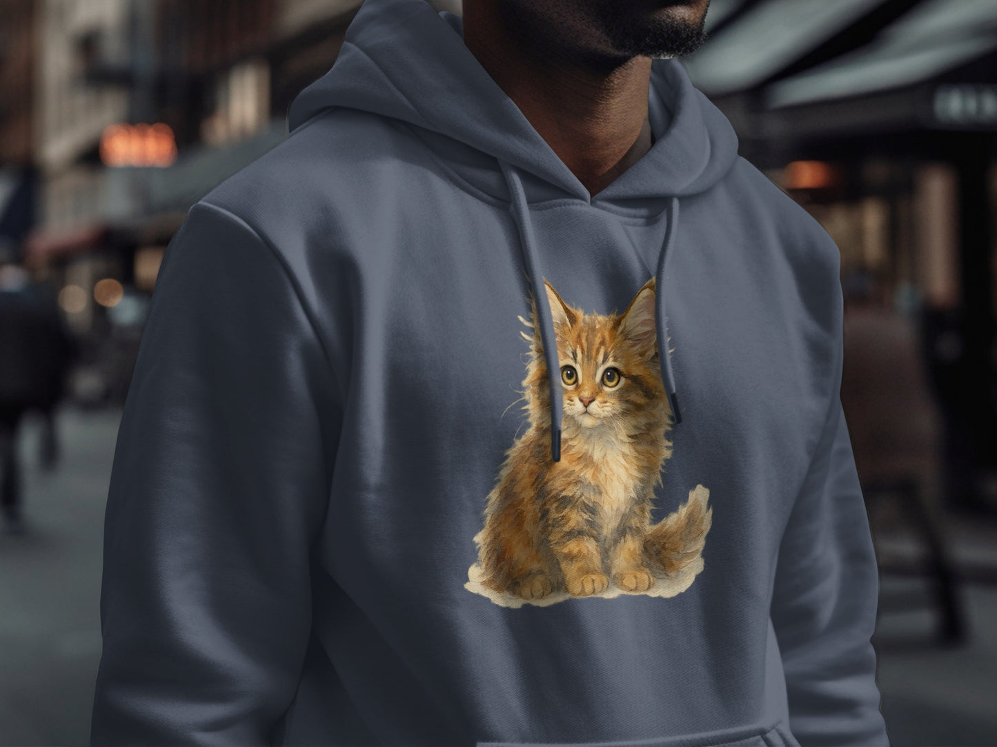 Adorable Cat Print Hooded Sweatshirt for Animal Lovers product
