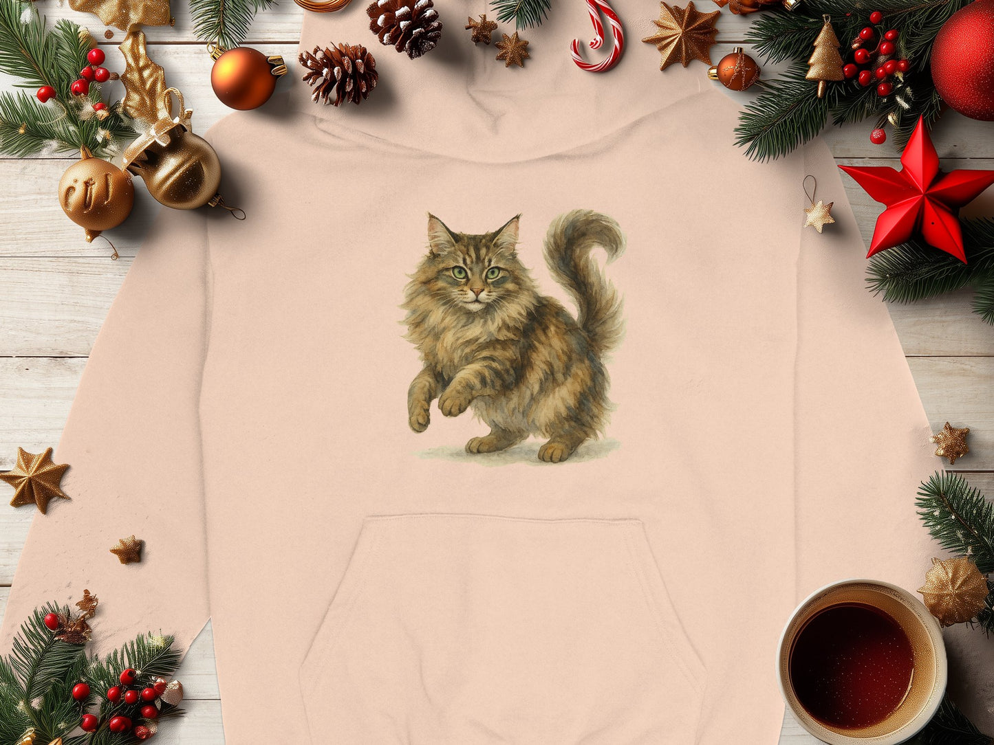 Festive Hoodie with Cat Perfect for Winter Holiday product