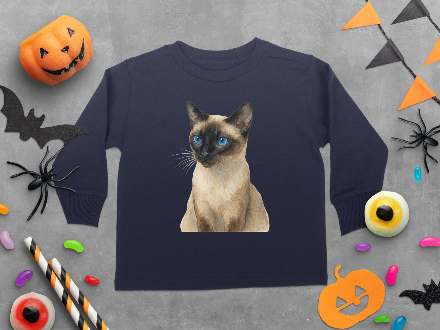 Siamese Cat Design on Halloween Theme Long Sleeve product