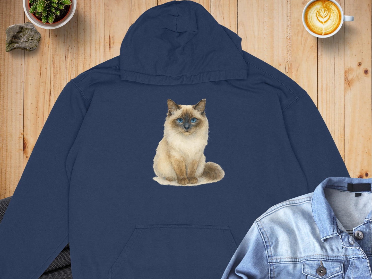 Cozy Feline Blue Hoodie with Adorable Cat product