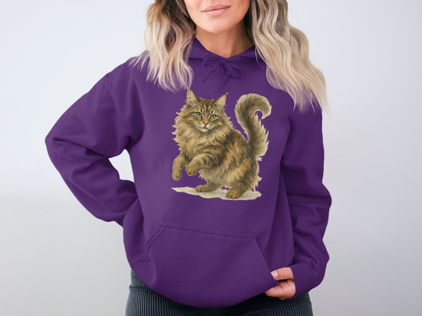 Purple Hoodie with Majestic Cat Artwork product