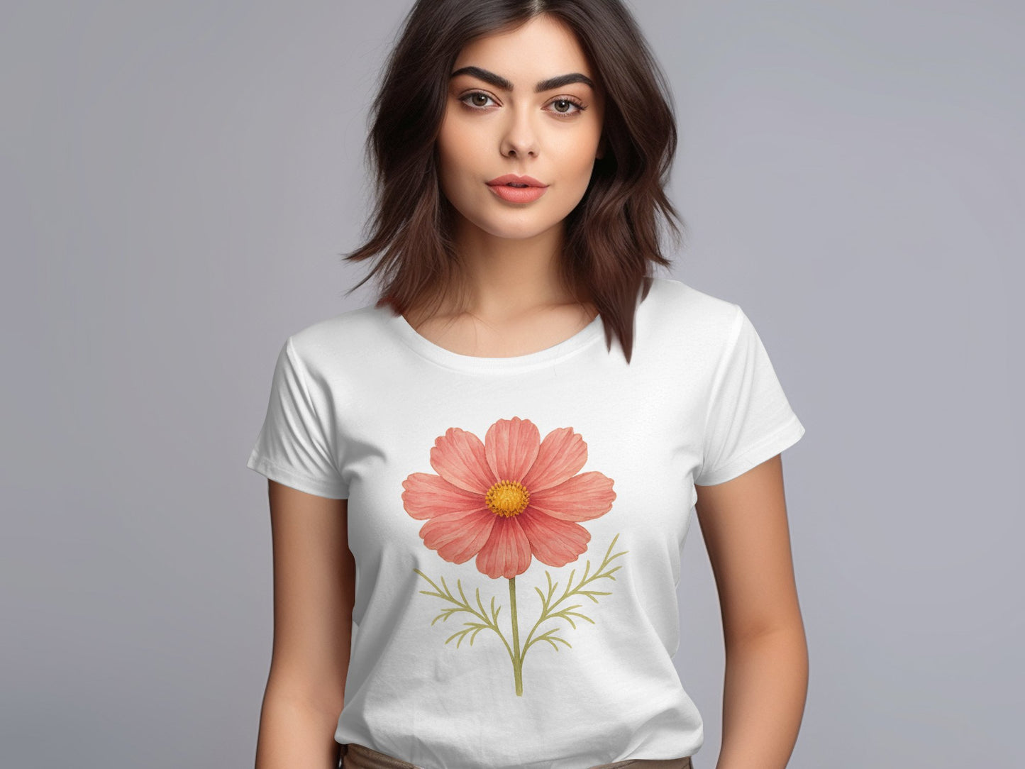 Beautiful Pink Flower Graphic Women T-shirt Product