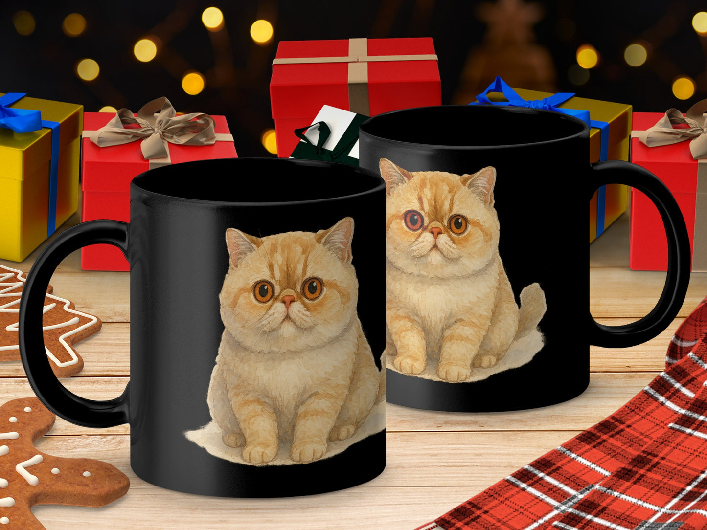 Adorable Cat Illustration Black Coffee Mug product