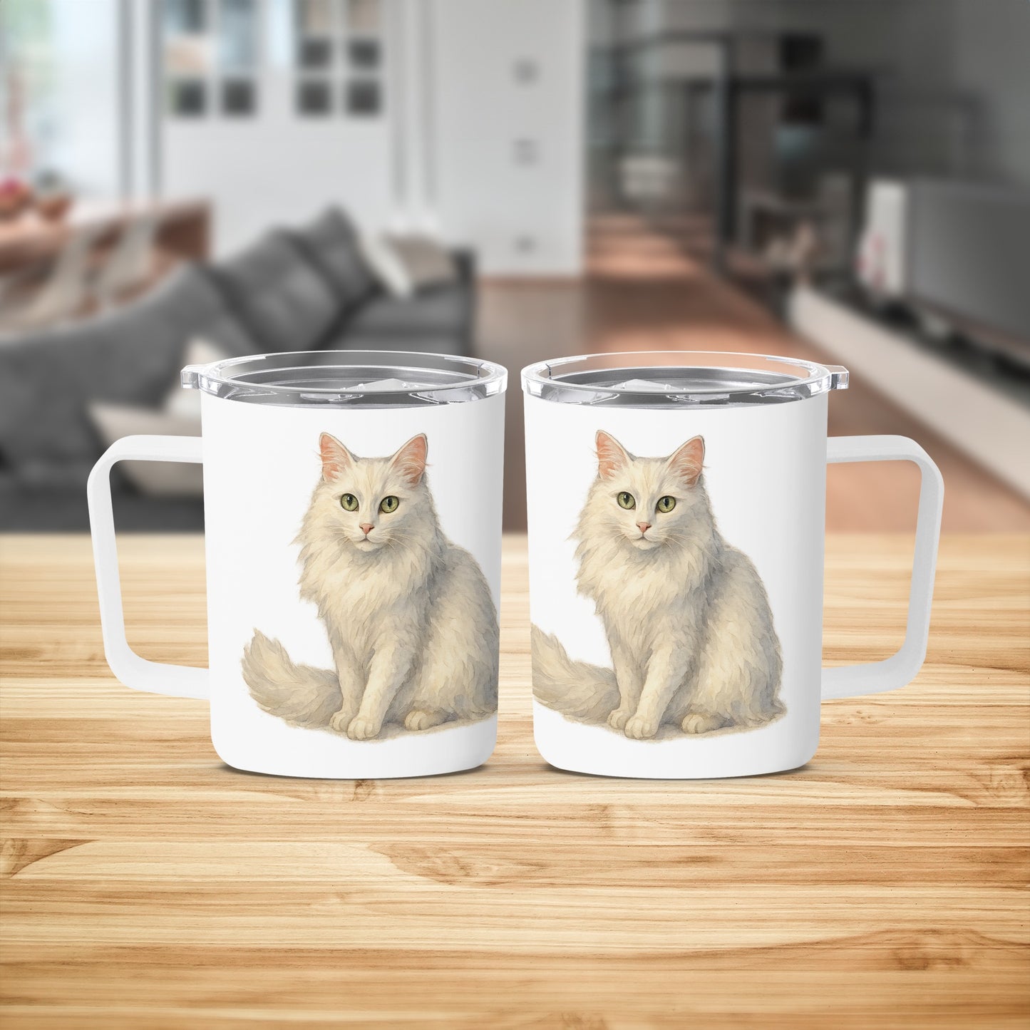 Adorable White Cat Artwork on Stylish Mug product