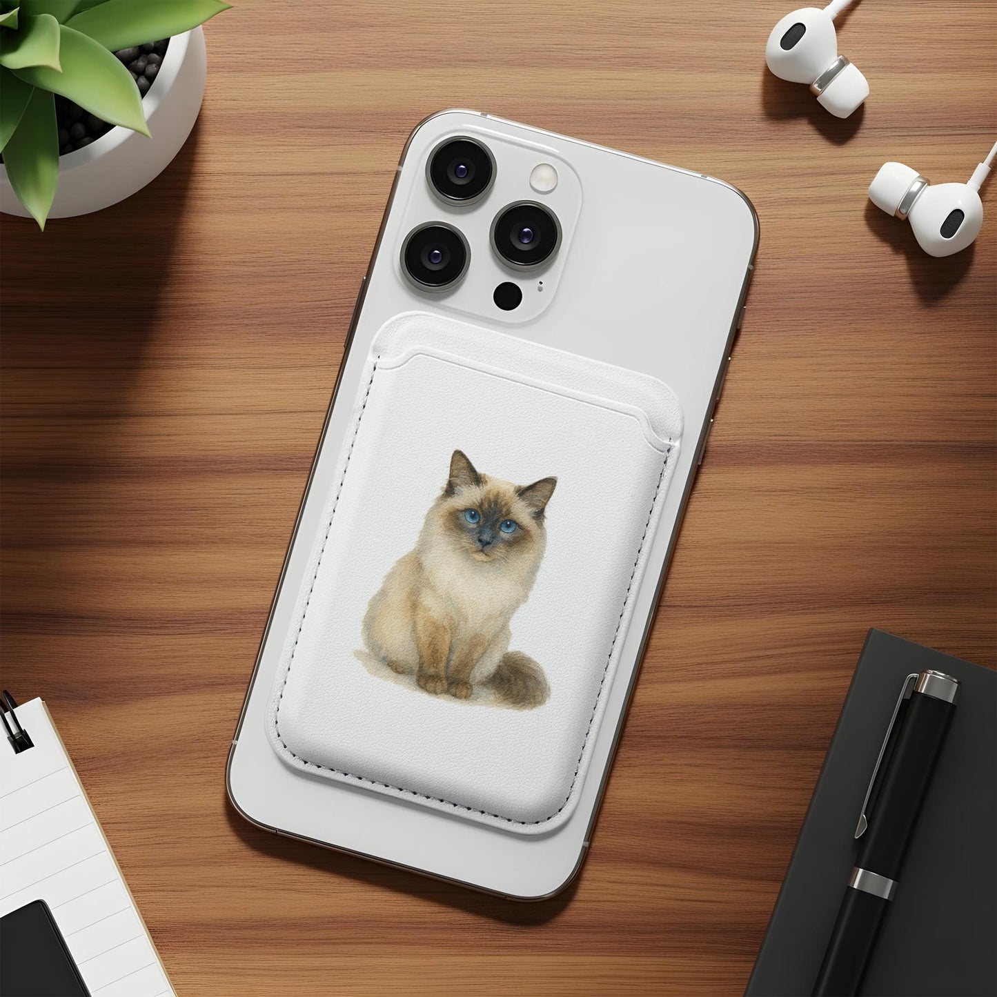 Elegant Cat Print Adhesive Phone Wallet product