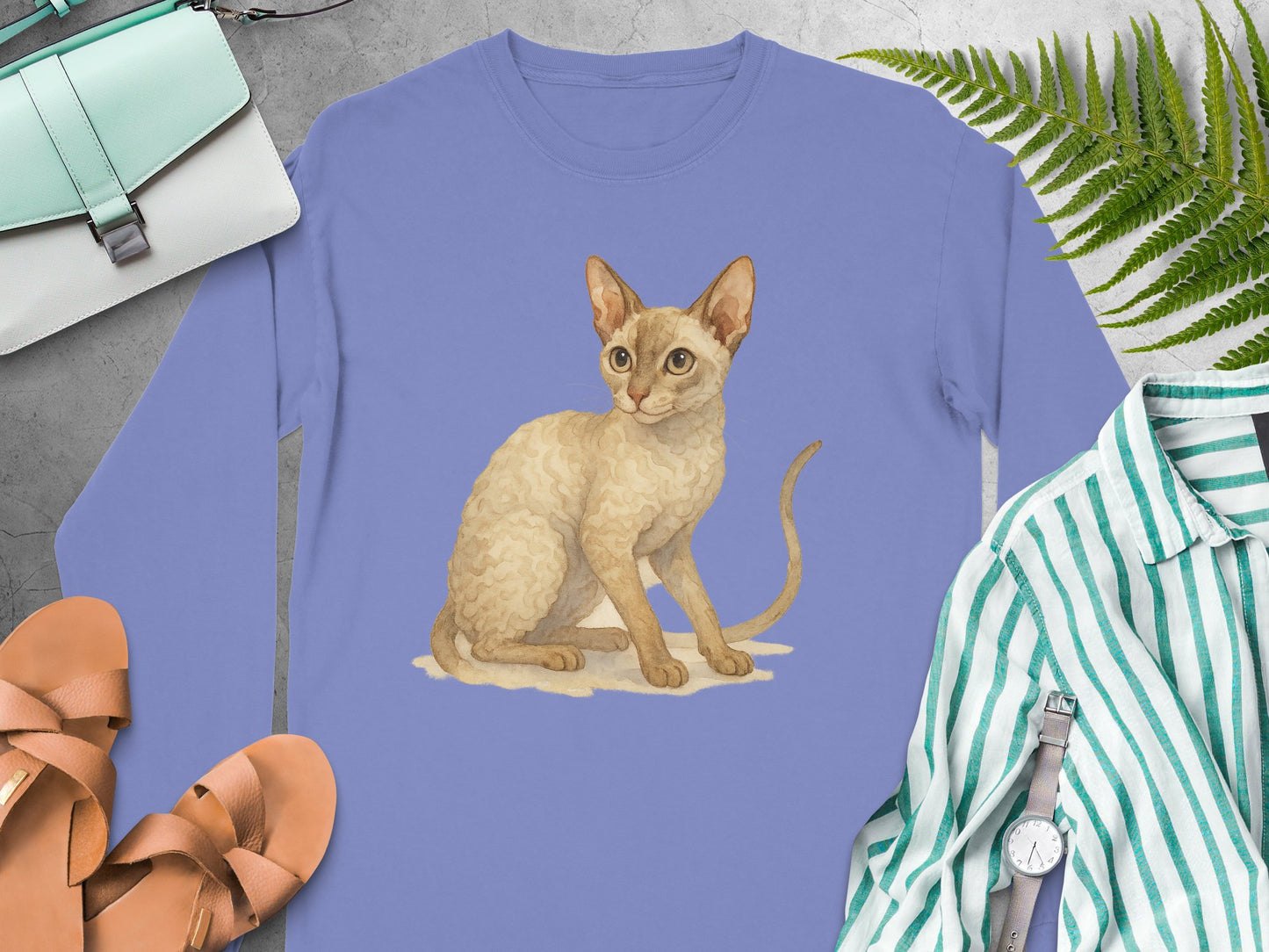 Cute Sphynx Cat Print Design on Long Sleeve Shirt product type