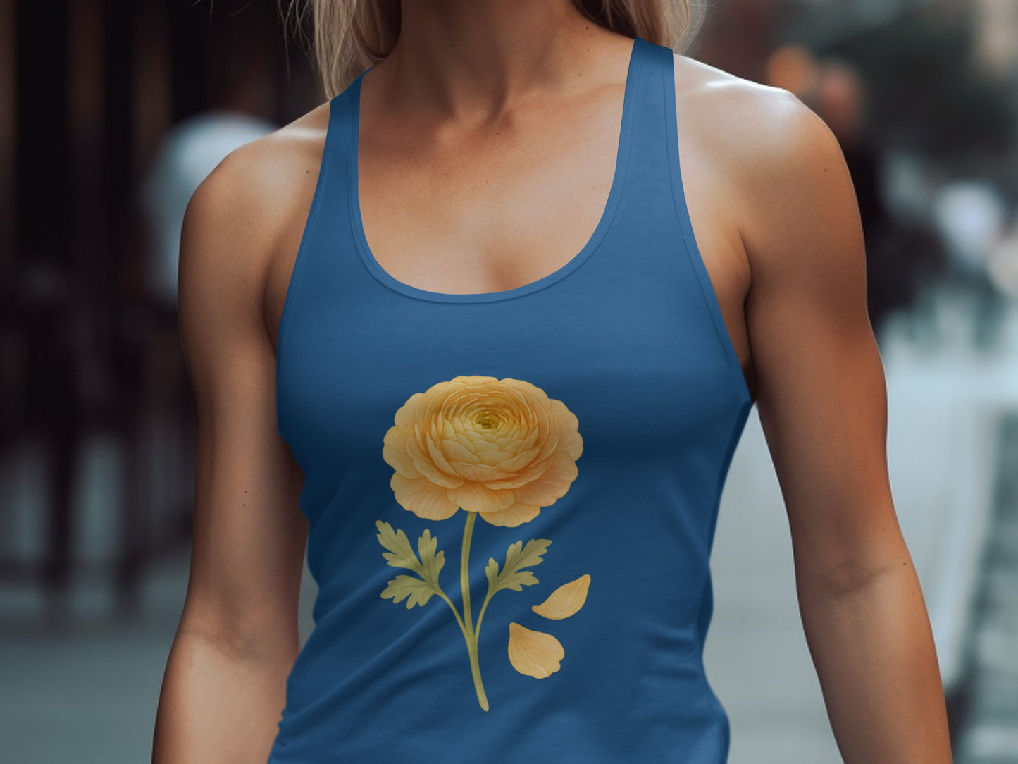 Vibrant Yellow Flower Blue Tank Top product type